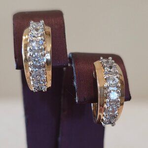 Prong-Set Pave Cubic Zirconia Vermiel Sterling Silver 925 Huggie Hoop Earrings